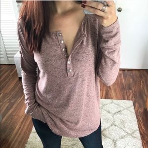 Brushed Hacci Henley | Mauve